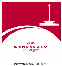 Indonesia Independence Day poster. Design element composition and Jakarta Tower. Vector 15 August template Celebration Day Card illustration