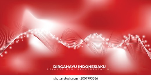 Día de la Independencia de Indonesia con diseño de humo rojo y blanco. el texto indonesio significa que es longevidad indonesia y el texto de abajo es el Día de la Independencia de la república de Indonesia.