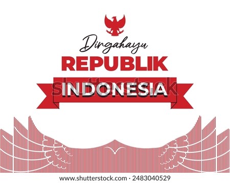 Indonesia independence day red white design with IKN Indonesia Nusantara new capital city shape of presidential palace 