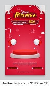 Indonesia independence day sale promo poster or stories template