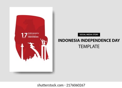 Indonesia Independence Day With Seokarno Silhouette Flat