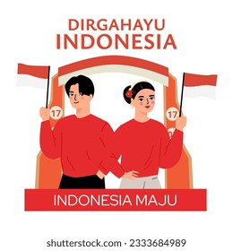 Indonesia independence day social media post, banner design cartoon illustration