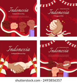 Indonesia Independence day social media template set