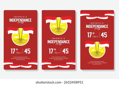 indonésia Dia da Independência coleção modelo de mídia social sobre design vermelho