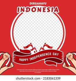 Indonesia Independence Day Twibbon Instragram Post Concept Template Design