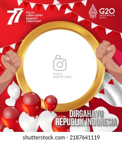 Indonesia independence day Twibbon template design. Dirgahayu Indonesia (English Translate : Indonesia Independence Day). illustration Social media photo frames.
.