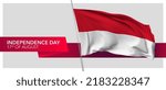 Indonesia independence day vector banner, greeting card. Indonesian wavy flag in 17th of August patriotic holiday horizontal design