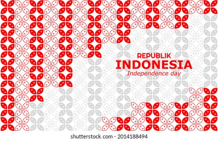 Indonesia Independence Day Vector With Batik Java Pattern