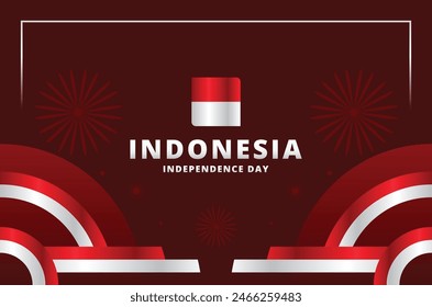 Ilustración de diseño de Vector del día de la independencia de Indonesia