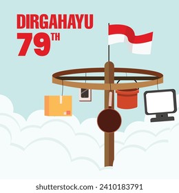 Indonesia independence day vector greeting card