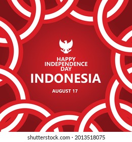 Indonesia independence day vector illustration with its national emblem silhouette. Southeast Asian country national day vector template.