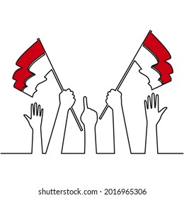 Indonesia Independence Day vector illustration with continuous line. Suitable for greeting card poster and banner.