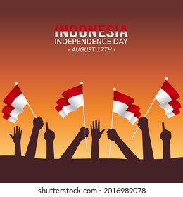 Ilustración vectorial del Día de la Independencia de Indonesia. Adecuado para carteles y banner de tarjetas de felicitación.