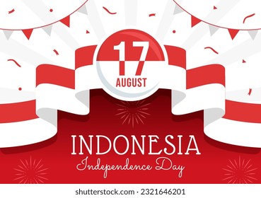 Indonesische Unabhängigkeitstag Vektor Illustration am 17. August mit indonesischer Flagge Raising the Rot und Weiß in flachen Cartoon handgezeichnete Vorlagen