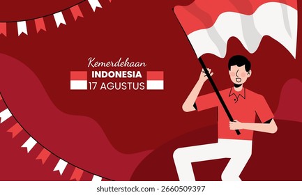 Plantilla del Anuncio de Ilustración vectorial del Día de la Independencia de Indonesia