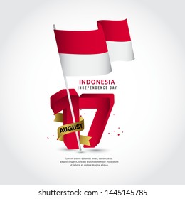 Indonesia independence day vector template. 74 year independence day. Design for banner, greeting cards or print.