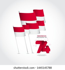 Indonesia independence day vector template. 74 year independence day. Design for banner, greeting cards or print.