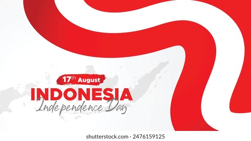 Indonesia Independence Day Web Banner With Red and White Flag in Background. 17 August Indonesia Happy Independence Day Social Media Post and Cover Banner, Flyer, Invitation card, Brochure, Poster