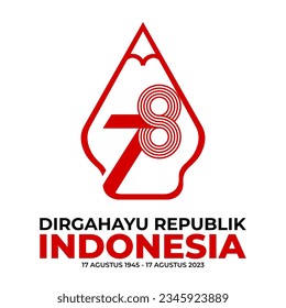 Indonesia Independent Day Vector, Indonesia's 78th Independence Day Logo Design, Logo Javanese Concept. 17 August 2023 Vector number logo design vector.