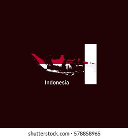 Indonesia Initial Letter Country with Map and Flag Vector