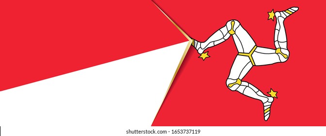 Indonesia and Isle of Man flags, two vector flags symbol of relationship or confrontation.