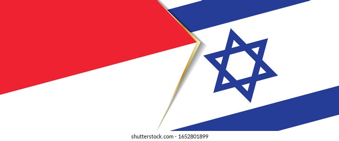 Banderas de Indonesia e Israel, dos banderas vectoriales símbolo de relación o enfrentamiento.