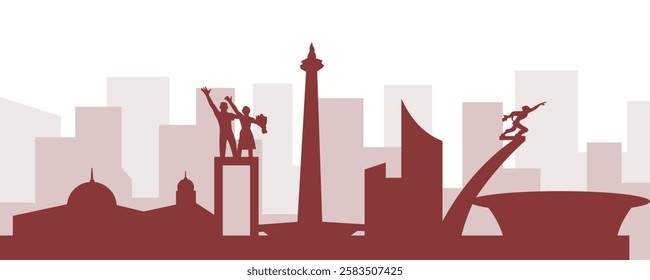 Indonesia Jakarta City View Skyline Illustration