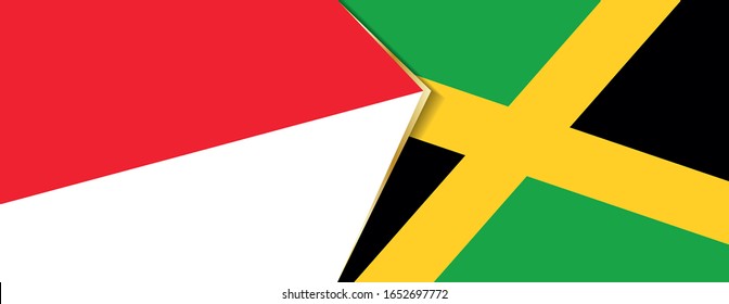 Indonesien und Jamaika sind Flaggen, zwei Vektorillustrationen Flaggen Symbol für Beziehung oder Konfrontation.