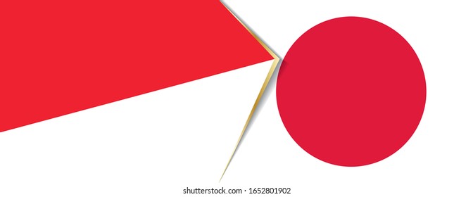 Indonesia and Japan flags, two vector flags symbol of relationship or confrontation.
