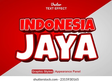 efecto de texto indonesia jaya con estilo gráfico y editable.