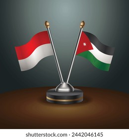 Indonesien und Jordan
 Tabellenflags-Beziehung mit Farbverlaufshintergrund. Vektorgrafik