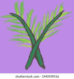 Indonesia, Kaliwungu - March 30, 2021, palm leaves for Easter night