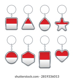 Indonesia Keychain with Silver Metallic Frame Vector Illustration