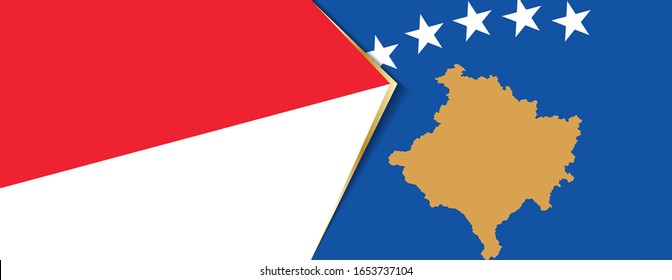 Banderas de Indonesia y Kosovo, dos banderas vectoriales símbolo de relación o enfrentamiento.