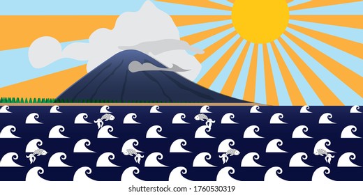 indonesia krakatau child island illustration