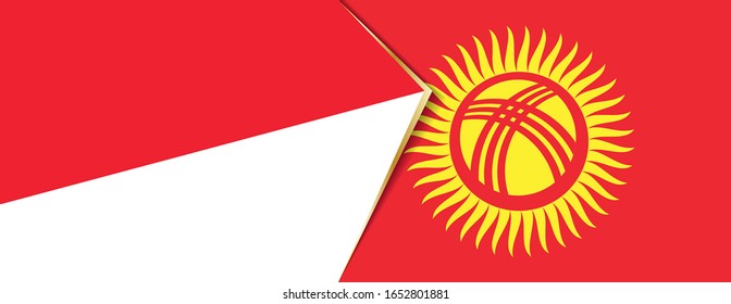 Indonesia and Kyrgyzstan flags, two vector flags symbol of relationship or confrontation.