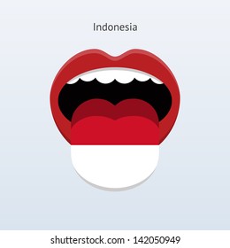 Indonesia language. Abstract human mouth. Vector illustration.