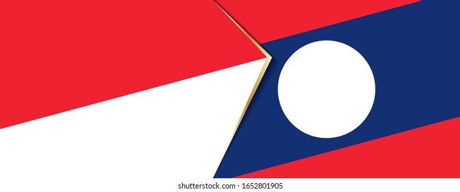 Indonesia and Laos flags, two vector flags symbol of relationship or confrontation.