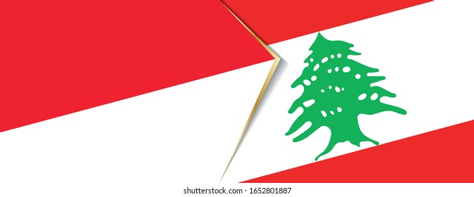 Indonesia and Lebanon flags, two vector flags symbol of relationship or confrontation.