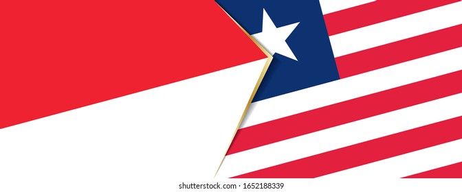 Indonesia and Liberia flags, two vector flags symbol of relationship or confrontation.