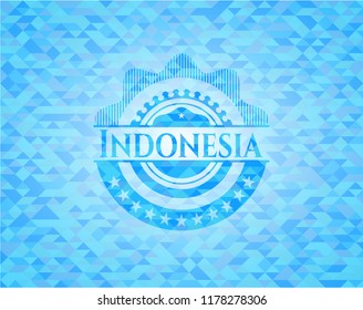 Indonesia light blue emblem with mosaic background