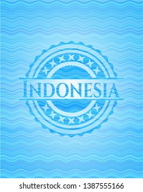 Indonesia light blue water emblem background. Vector Illustration. Detailed.