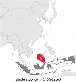 Indonesia Location Map on map Asia. 3d Indonesia flag map marker location pin. High quality map of Republic of Indonesia. Southeast Asia. Vector illustration EPS10.