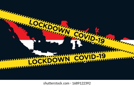 bloqueo de Indonesia. coronavirus. covid-19. ilustración vectorial.
