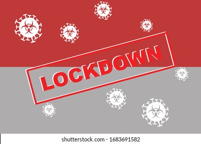 Indonesia lockdown preventing coronavirus spread or outbreak, Lockdown Design Vector, Lockdown Coronavirus design Vector,Covid 19 Lockdown, 