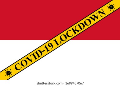 bloqueo de Indonesia para prevenir la propagación o el brote de coronavirus. covid-19, precaución en caso de indonesia de bloquear la infección por virus