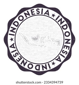 Indonesia logo. Attractive country badge with word cloud in shape of Indonesia. Round emblem with country name. Powerful vector illustration.