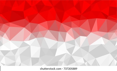 Indonesia low poly triangle style flag Vector Illustration.