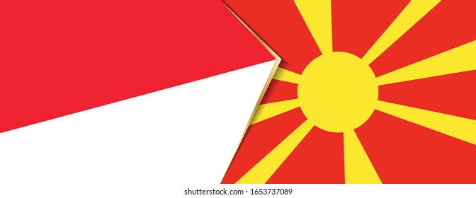 Indonesia and Macedonia flags, two vector flags symbol of relationship or confrontation.