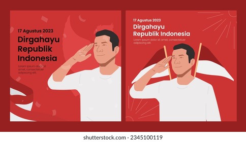 indonesia man respectful salute flag garuda independence day social mediapost